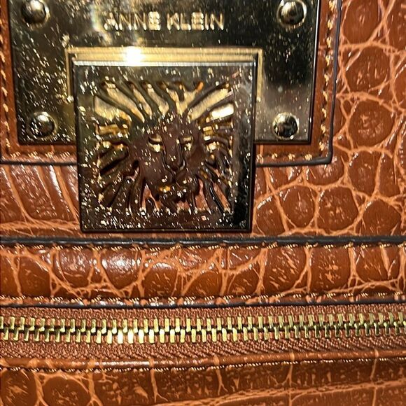 Anne Klein bag vintage tan brown animal snake faux leather gold tone EUC - Picture 2 of 10